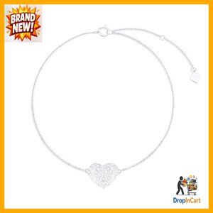 10k Gold Moissanite Heart Ankle Bracelet Elegant Dainty Chain Gift for Her